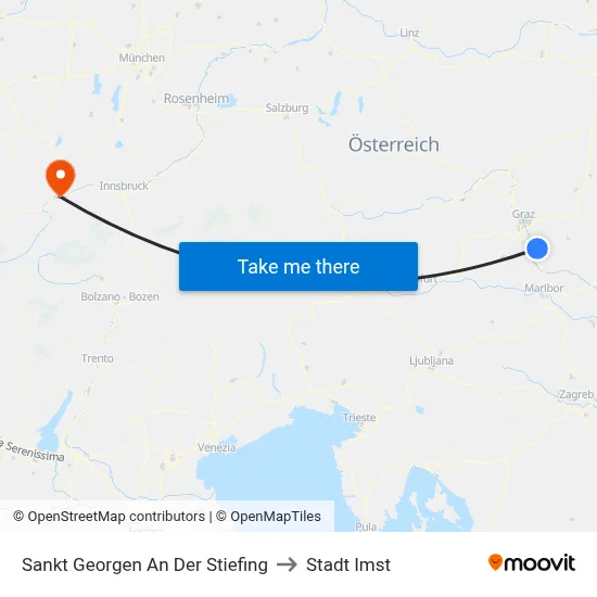 Sankt Georgen An Der Stiefing to Stadt Imst map