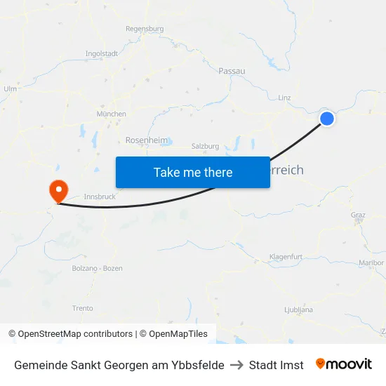 Gemeinde Sankt Georgen am Ybbsfelde to Stadt Imst map