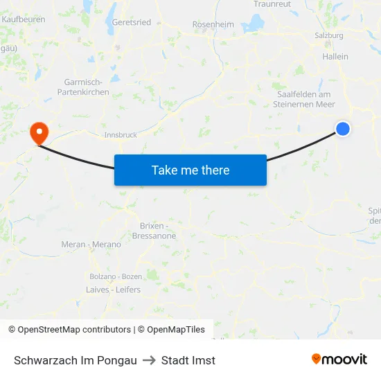 Schwarzach Im Pongau to Stadt Imst map