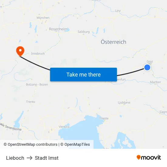 Lieboch to Stadt Imst map