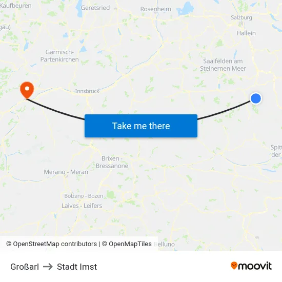 Großarl to Stadt Imst map