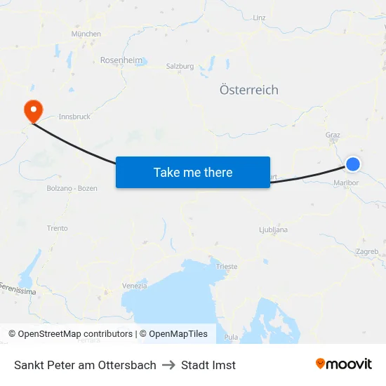 Sankt Peter am Ottersbach to Stadt Imst map