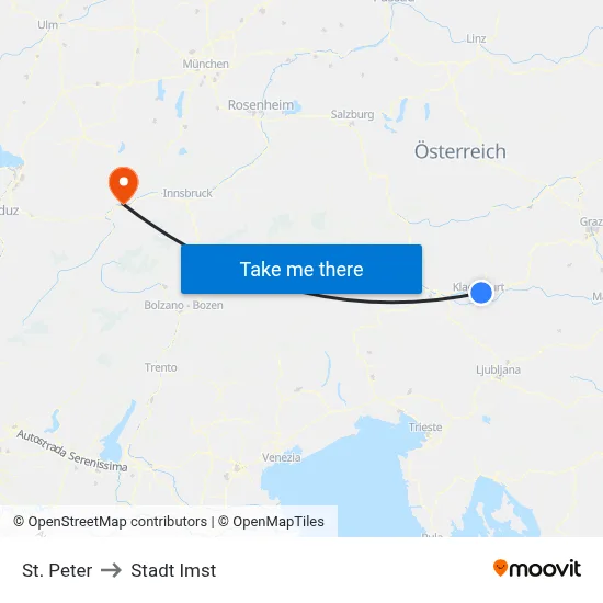 St. Peter to Stadt Imst map