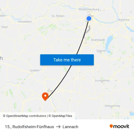 15., Rudolfsheim-Fünfhaus to Lannach map