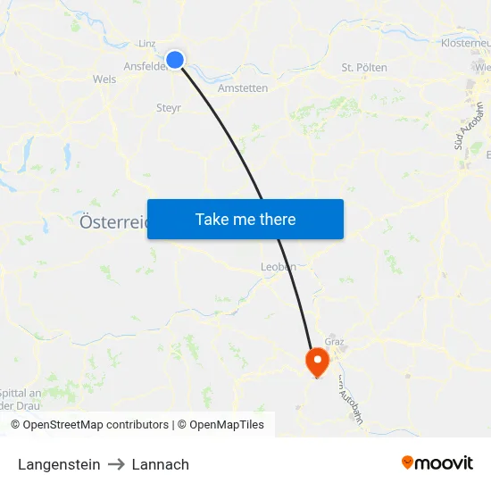 Langenstein to Lannach map
