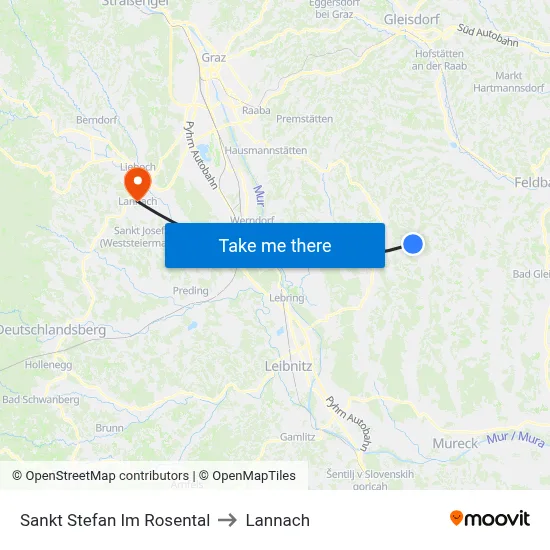 Sankt Stefan Im Rosental to Lannach map