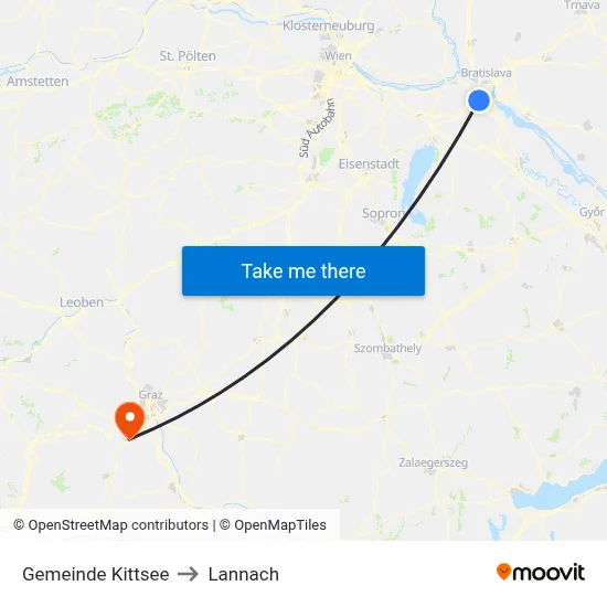 Gemeinde Kittsee to Lannach map