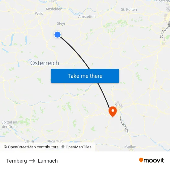 Ternberg to Lannach map