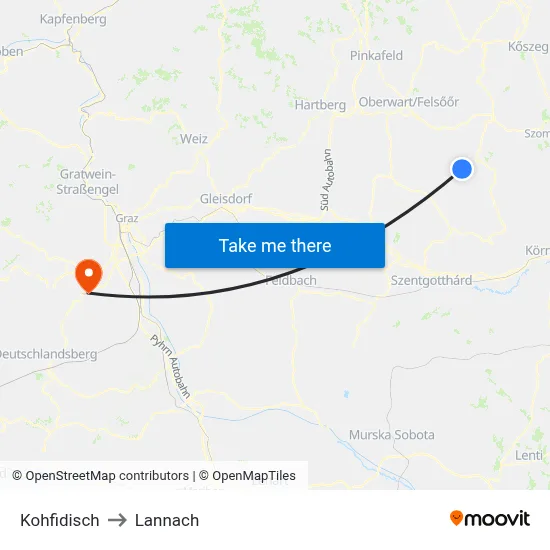 Kohfidisch to Lannach map