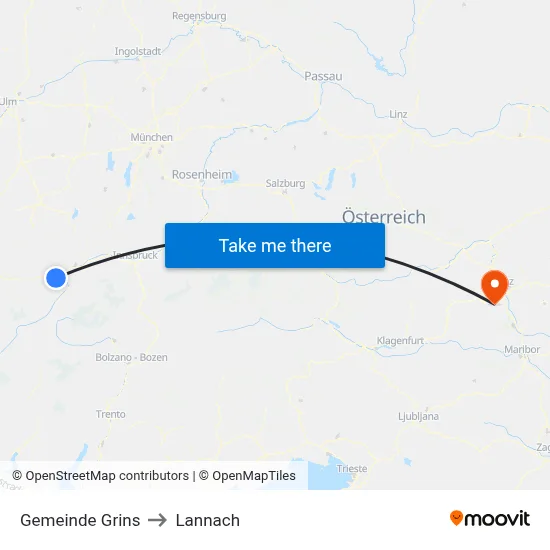 Gemeinde Grins to Lannach map