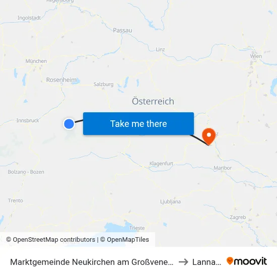 Marktgemeinde Neukirchen am Großvenediger to Lannach map