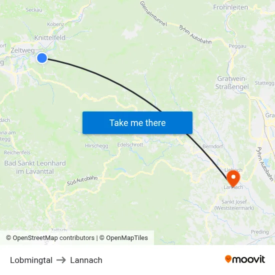 Lobmingtal to Lannach map