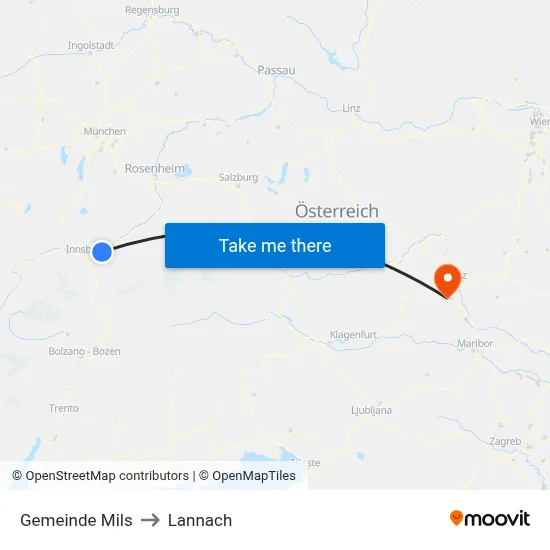Gemeinde Mils to Lannach map