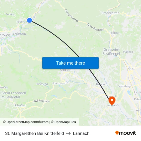 St. Margarethen Bei Knittelfeld to Lannach map