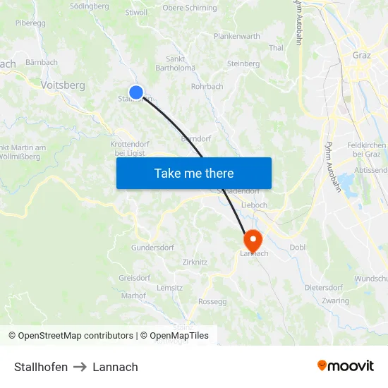 Stallhofen to Lannach map