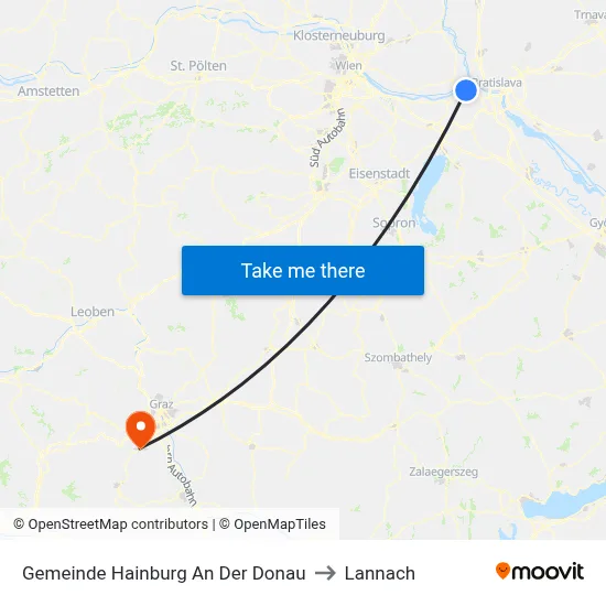 Gemeinde Hainburg An Der Donau to Lannach map