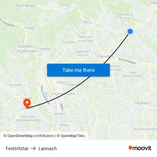 Feistritztal to Lannach map