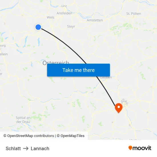 Schlatt to Lannach map