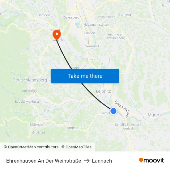 Ehrenhausen An Der Weinstraße to Lannach map