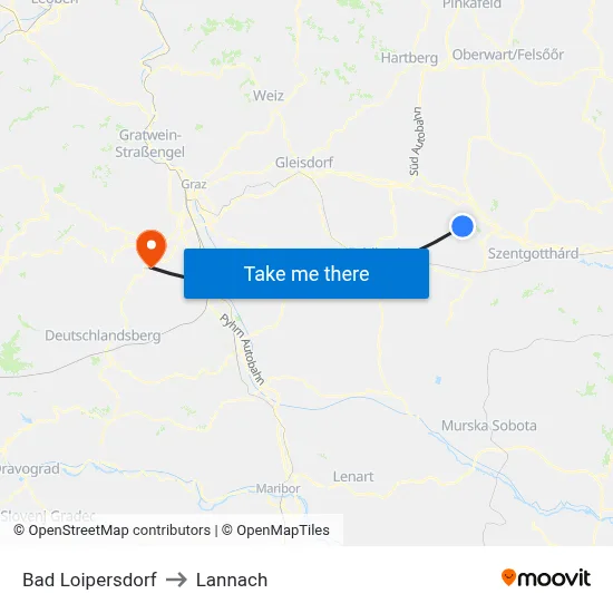 Bad Loipersdorf to Lannach map