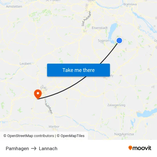 Pamhagen to Lannach map