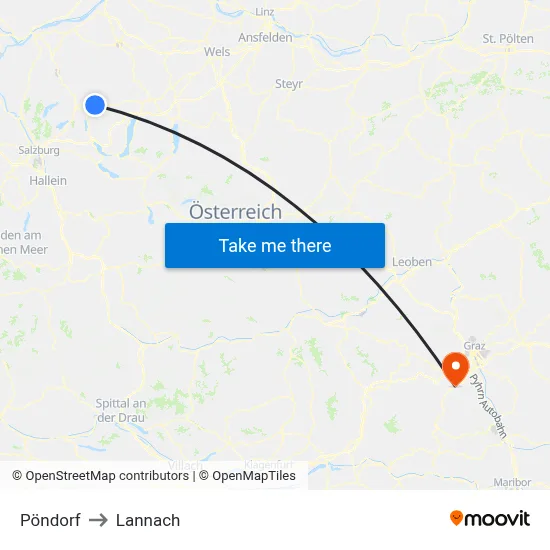 Pöndorf to Lannach map