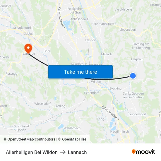 Allerheiligen Bei Wildon to Lannach map