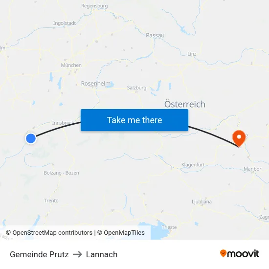 Gemeinde Prutz to Lannach map