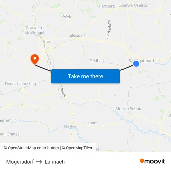 Mogersdorf to Lannach map
