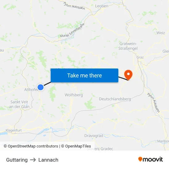 Guttaring to Lannach map