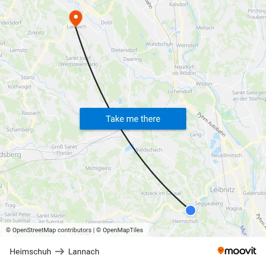 Heimschuh to Lannach map