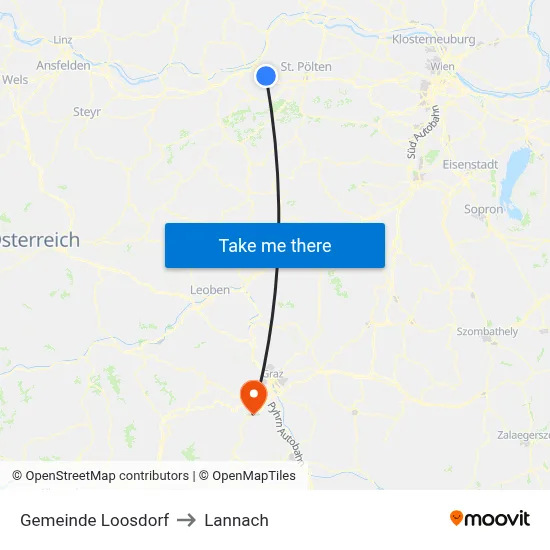 Gemeinde Loosdorf to Lannach map