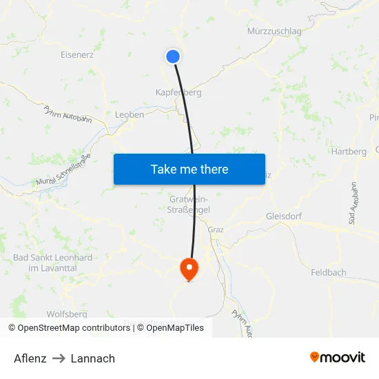 Aflenz to Lannach map