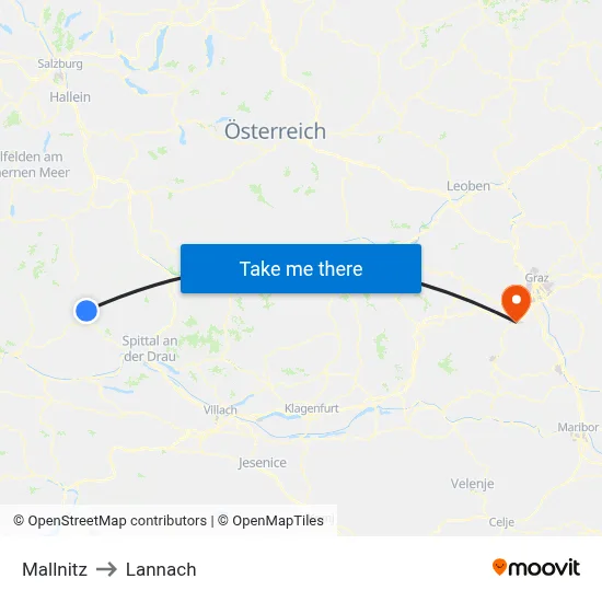 Mallnitz to Lannach map