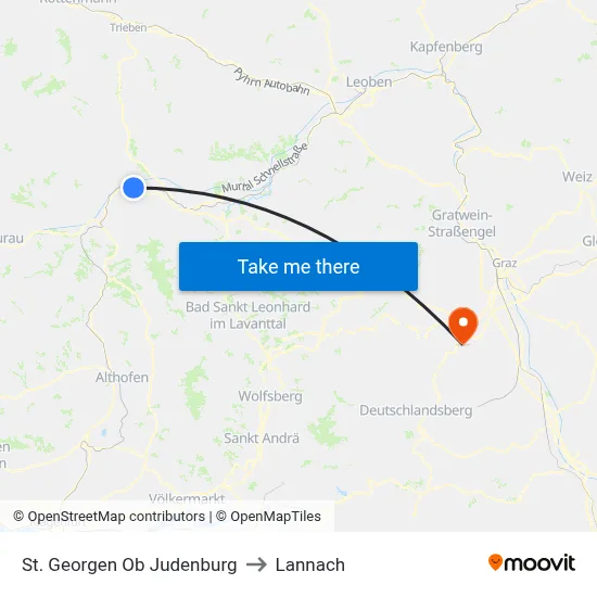 St. Georgen Ob Judenburg to Lannach map