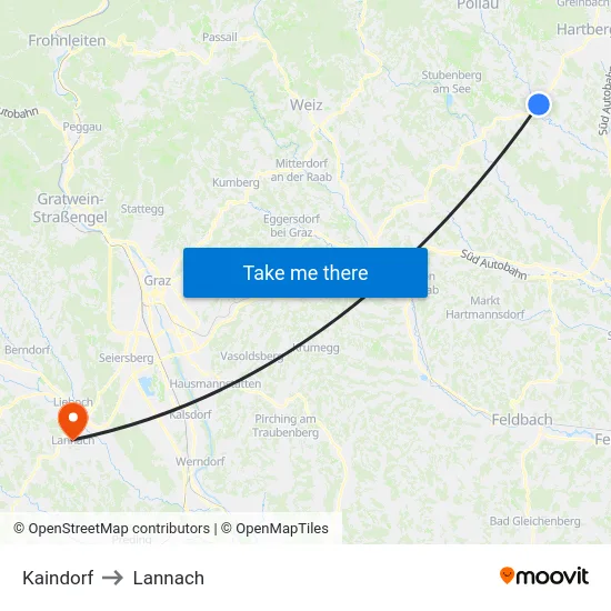 Kaindorf to Lannach map