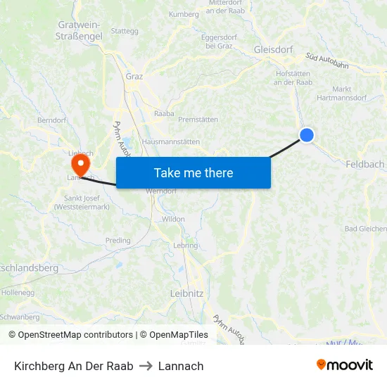 Kirchberg An Der Raab to Lannach map