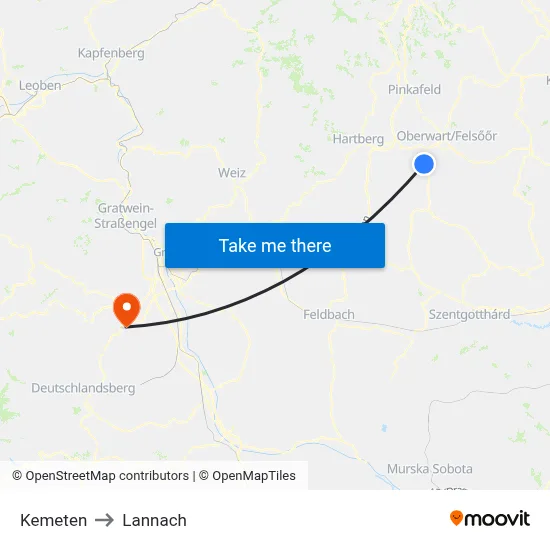 Kemeten to Lannach map