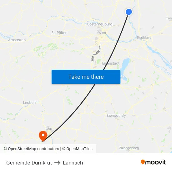 Gemeinde Dürnkrut to Lannach map