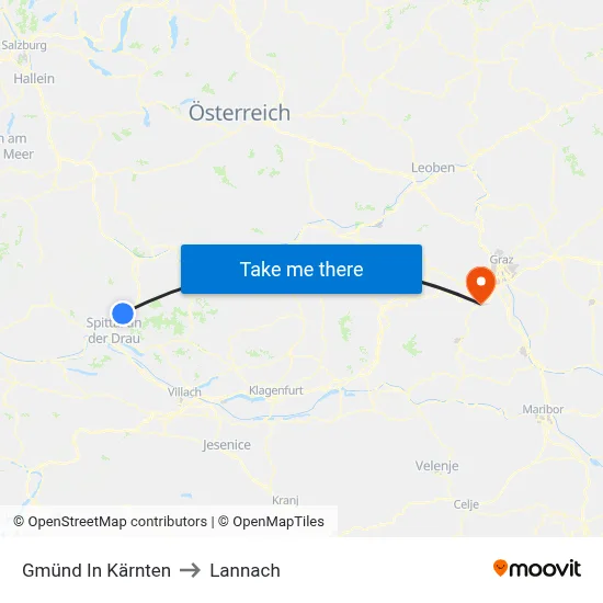 Gmünd In Kärnten to Lannach map