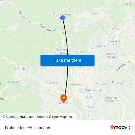 Frohnleiten to Lannach map