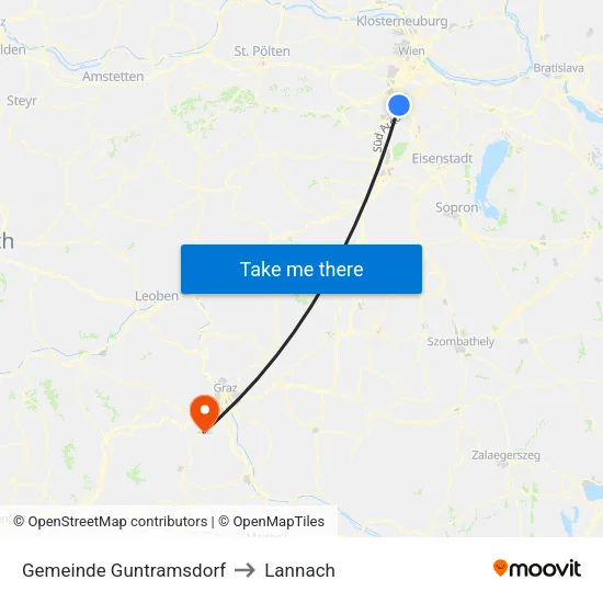 Gemeinde Guntramsdorf to Lannach map