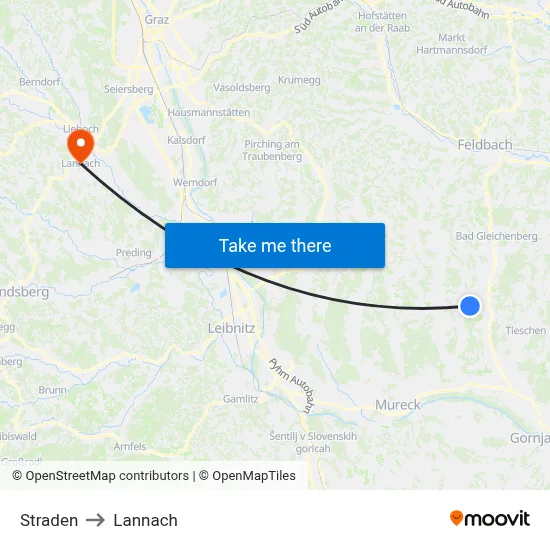 Straden to Lannach map