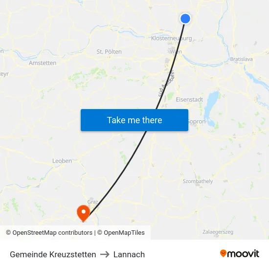 Gemeinde Kreuzstetten to Lannach map