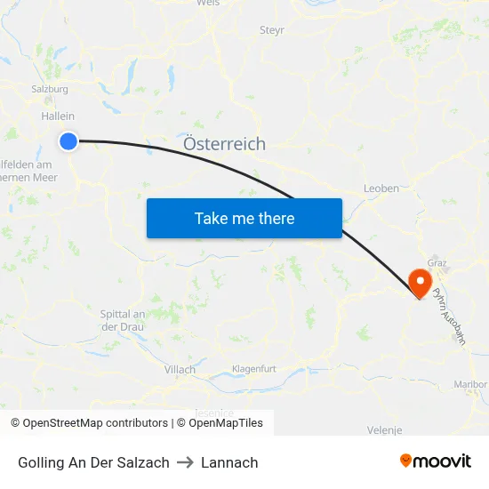 Golling An Der Salzach to Lannach map