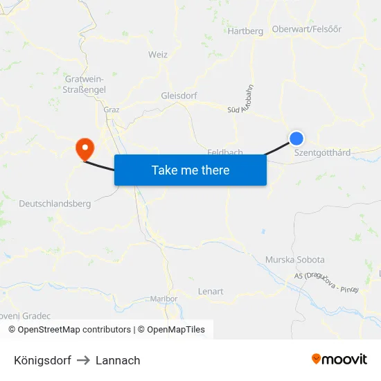 Königsdorf to Lannach map