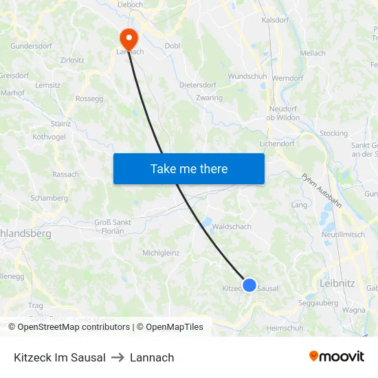 Kitzeck Im Sausal to Lannach map