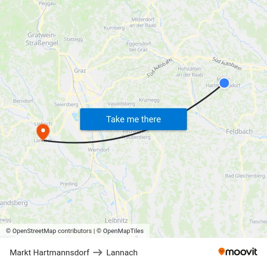 Markt Hartmannsdorf to Lannach map