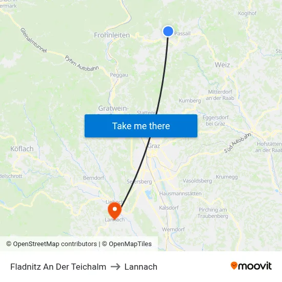 Fladnitz An Der Teichalm to Lannach map