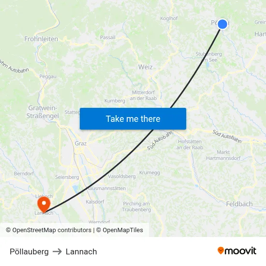 Pöllauberg to Lannach map